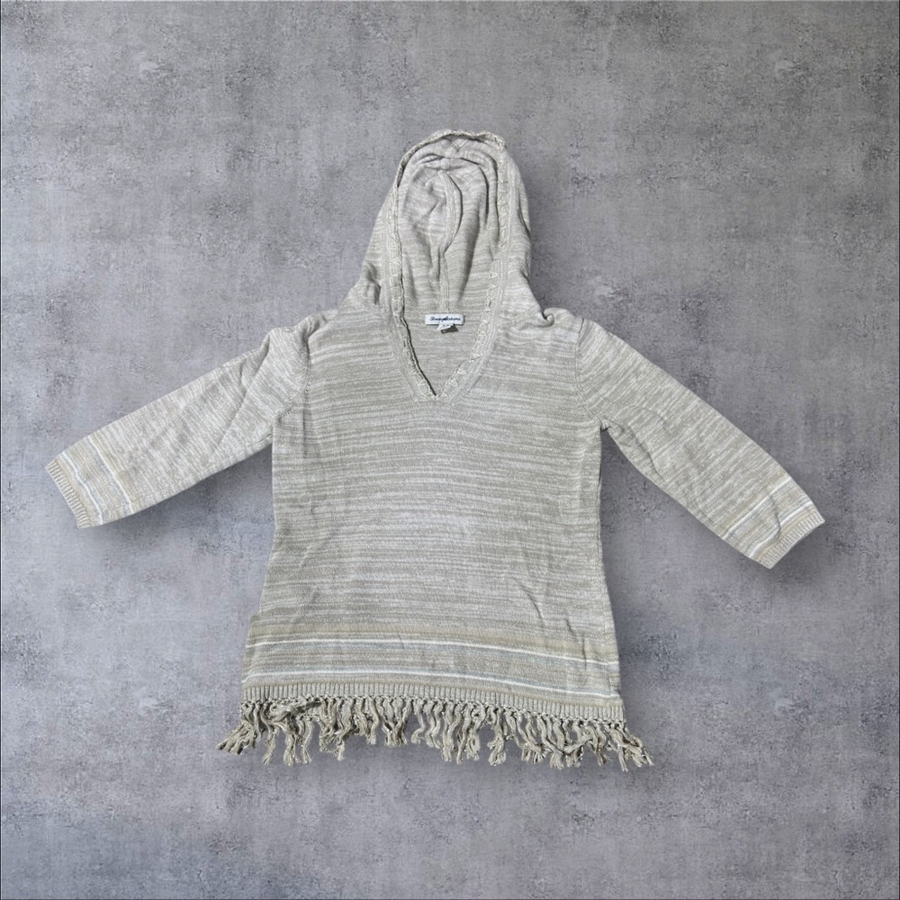 Tommy Bahama women's Anacapa fringe linen blend pullover sweater size medium